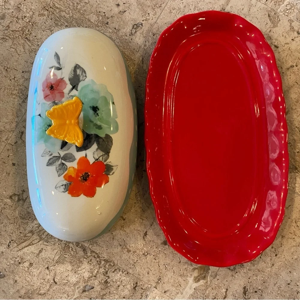 The Pioneer Woman Butter Dish Flea Market Floral 6.4